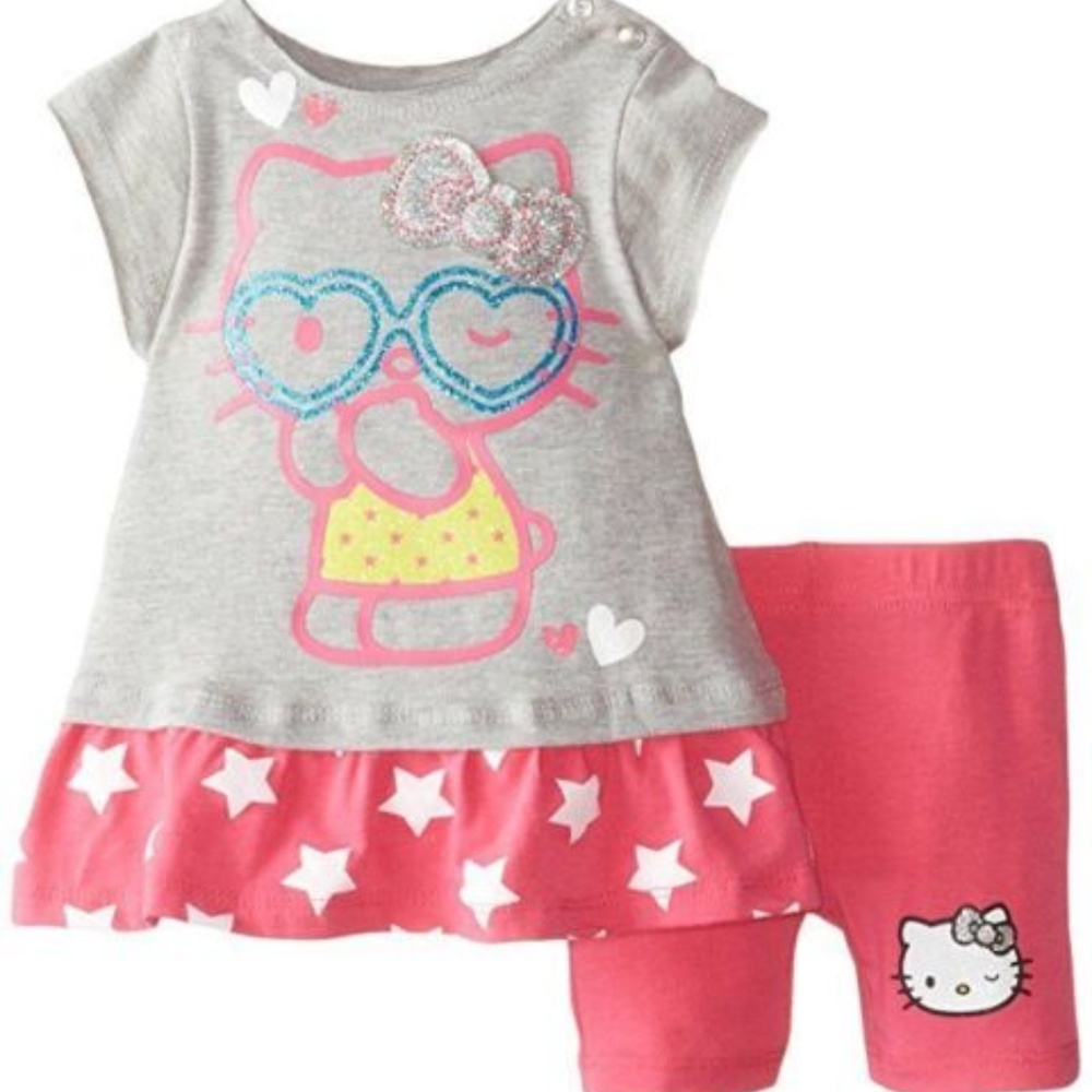 Hello Kitty Baby Girl 2 Pc Top Legging Short Set Outfit Size 6-9 Mo NWT